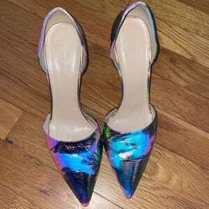 Shiny multi color shoes